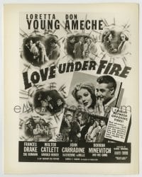 8a586 LOVE UNDER FIRE 8x10.25 still 1937 Loretta Young & Don Ameche in cool poster montage!