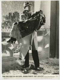 8a623 MEET JOHN DOE 7x9.75 still 1941 c/u of Gary Cooper carrying Barbara Stanwyck in the snow!