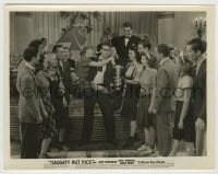 8a670 NAUGHTY BUT NICE 8x10.25 still 1939 crowd gathers around Dick Powell carrying sexy Ann Sheridan!