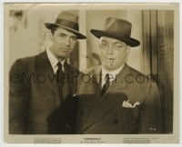 8a684 NOTORIOUS 8x10 still 1946 c/u of Cary Grant with Krumschmidt smoking cigar, Alfred Hitchcock!