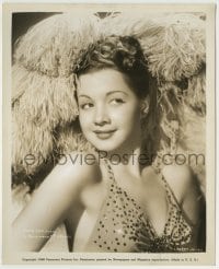 8a689 OLGA SAN JUAN 8.25x10 still 1946 sexy close portrait in sequined top & feather headdress!
