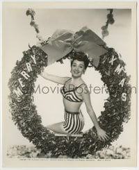 8a688 OLGA SAN JUAN 8.25x10 still 1945 wearing skimpy outfit in a huge Christmas wreath by Fraker!