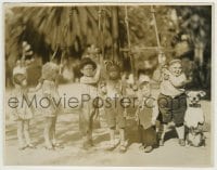 8a700 OUR GANG 7.75x10 still 1930s Joe Cobb, Pete the Pup, Farina & others holding ropes!