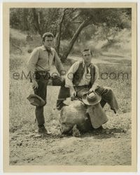 8a738 RAWHIDE TV 7.25x9 still 1962 great image of Clint Eastwood & Eric Fleming posing on log!