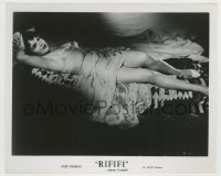 8a750 RIFIFI 8.25x10 still 1956 full-length sexy Magali Noel laying down with her skirt raised!