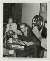 8a792 SECRET BEYOND THE DOOR candid 8.25x10 still 1947 director Fritz Lang examining film strip!