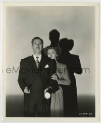 8a818 SONG OF THE THIN MAN 8.25x10 still 1947 Myrna Loy behind William Powell w/ gun & flashlight!