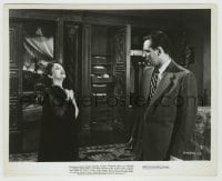 8a849 SUNSET BOULEVARD 8x10 still 1950 William Holden stares at Gloria Swanson clutching breast!