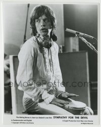 8a854 SYMPATHY FOR THE DEVIL 7.75x9.75 still 1970 Jean-Luc Godard, Mick Jagger c/u, Rolling Stones!
