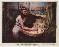 8a031 TEN COMMANDMENTS color 8x10 still 1956 Nina Foch as Bithiah rescues baby Moses from river!