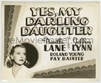 8a989 YES MY DARLING DAUGHTER Other Company 8.25x10 still 1939 Priscilla Lane on the half-sheet!