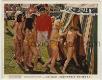 8a030 SPINOUT color English FOH LC 1966 Elvis & sexy bikini babes by beach shack, California Holiday