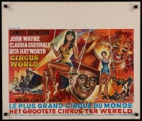 8b149 CIRCUS WORLD Belgian R1970s great different art of John Wayne & sexy Claudia Cardinale!