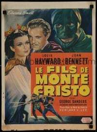 8b173 SON OF MONTE CRISTO Belgian 1946 art of Louis Hayward, sexy Joan Bennett & masked avenger!