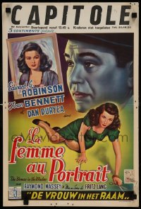 8b180 WOMAN IN THE WINDOW Belgian R1950s Fritz Lang, Edward G. Robinson, sexy Joan Bennett!