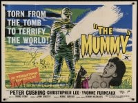 8b064 MUMMY British quad R1960s Christopher Lee as monster in swamp with Furneaux & Cushing!