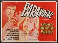 8b067 PARANOIAC British quad 1963 Hammer English horror, cool art of Janette Scott & Oliver Reed!