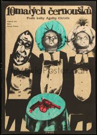 8b344 TEN LITTLE INDIANS Czech 11x16 1968 Agatha Christie, Shirley Eaton, wacky Karel Teissig art!