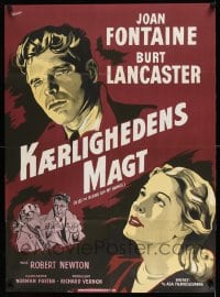 8b246 KISS THE BLOOD OFF MY HANDS Danish 1951 different Wenzel art of Lancaster & Joan Fontaine!