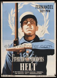 8b271 UN DE LA LEGION Danish 1945 wacky art of soldier Fernandel with rifle by Erik Strand!