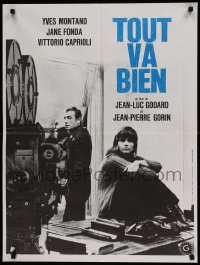 8b046 TOUT VA BIEN French 24x31 1972 Jean-Luc Godard, cool image of movie camera & Jane Fonda!