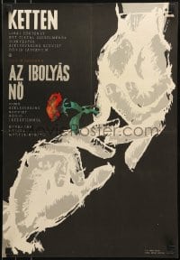 8b525 KETTEN/AZ IBOLYAS NO Hungarian 16x23 1965 art of two hands and rose by Arpad Bognar!