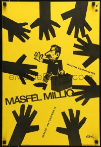 8b537 MASFEL MILLIO Hungarian 16x23 1964 wacky hand artwork by Nandor Szilvasy!