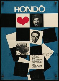 8b555 RONDO Hungarian 16x22 1967 artwork of cast & checker board by Gyozo Szilas!