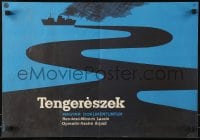 8b562 TENGERESZEK Hungarian 16x22 1964 Laszlo Monich, cool ship at sea artwork by Tibor Zala!