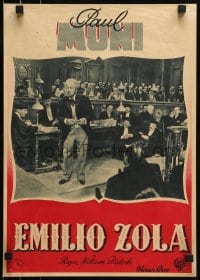 8b099 LIFE OF EMILE ZOLA Italian 14x19 pbusta 1946 Paul Muni, Gale Sondergaard