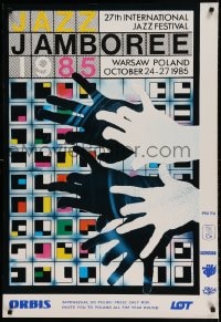 8b827 JAZZ JAMBOREE '85 Polish 26x39 1985 hands over colorful design by Roslaw Szaybo!