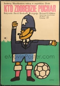 8b726 CUP FEVER Polish 23x33 1967 David Bracknell, cool Zbikowski art of soccer football police!