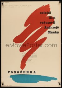 8b777 PASSENGER Polish 23x33 1963 Andrzej Munk's Pasazerka, colorful art by Eryk Lipinski!