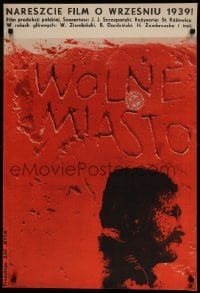 8b812 WOLNE MIASTO Polish 23x33 1958 Stanislaw Rozewicz Polish World War II movie, cool art!