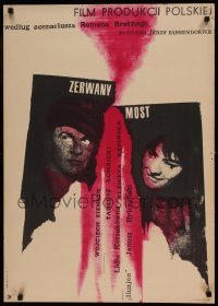 8b814 ZERWANY MOST Polish 23x33 1963 different artwork of torn top cast by Roman Cieslewicz!