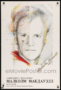 8b656 MALCOLM MCDOWELL Russian 23x35 1990 super completely different c/u art by Chantsev!