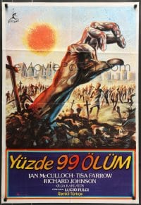 8b138 ZOMBIE Turkish 1986 Lucio Fulci's Zombi 2, cool art of zombie horde heading to city!