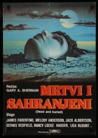 8b420 DEAD & BURIED Yugoslavian 19x27 1981 horror art of person buried up to the neck by Campanile!