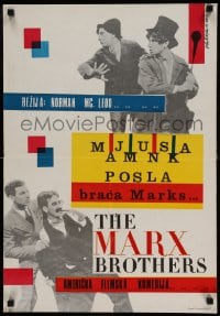 8b444 MONKEY BUSINESS Yugoslavian 19x27 R1967 great image of all 4 Marx Brothers including Zeppo!