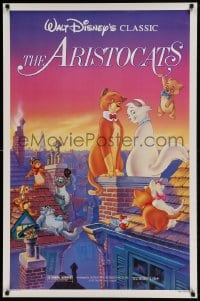 8c068 ARISTOCATS 1sh R1987 Walt Disney feline jazz musical cartoon, great colorful art!
