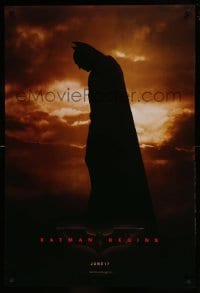 8c099 BATMAN BEGINS teaser 1sh 2005 June 17, full-length image of Christian Bale in title role!