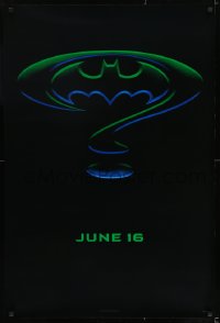 8c102 BATMAN FOREVER teaser 1sh 1995 Kilmer, Kidman, cool question mark & bat symbol design!