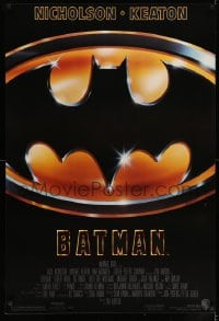 8c092 BATMAN 1sh 1989 directed by Tim Burton, cool image of Bat logo, new credit design!