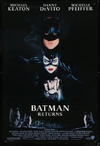 8c103 BATMAN RETURNS 1sh 1992 Michael Keaton, Danny DeVito, Michelle Pfeiffer, Tim Burton!