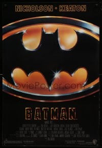 8c094 BATMAN style D 1sh 1989 directed by Tim Burton, Nicholson, Keaton, cool image of Bat logo!