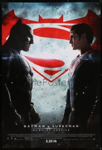 8c108 BATMAN V SUPERMAN advance DS 1sh 2016 Ben Affleck and Henry Cavill in title roles facing off!