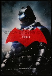 8c112 BATMAN V SUPERMAN teaser DS 1sh 2016 cool image of armored Ben Affleck in title role!