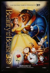 8c120 BEAUTY & THE BEAST advance DS 1sh R2012 Walt Disney cartoon classic, cool art of cast!