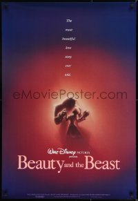 8c121 BEAUTY & THE BEAST DS 1sh 1991 Disney cartoon classic, romantic dancing art by John Alvin!