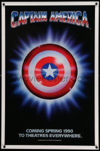 8c161 CAPTAIN AMERICA teaser 1sh 1990 Marvel Comics superhero, cool image of shield!